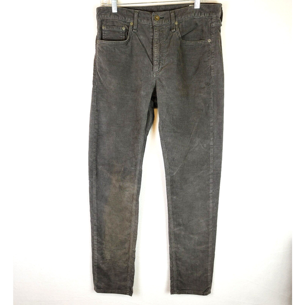 Rag & Bone Mens Corduroy Mid Rise Straight Leg Chino Pants Size 32 Gray Preppy